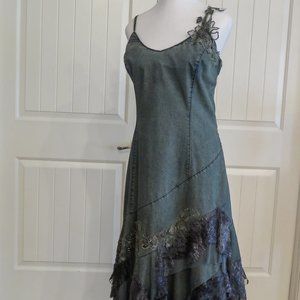 Asymetrical Italian denim bodycon dress